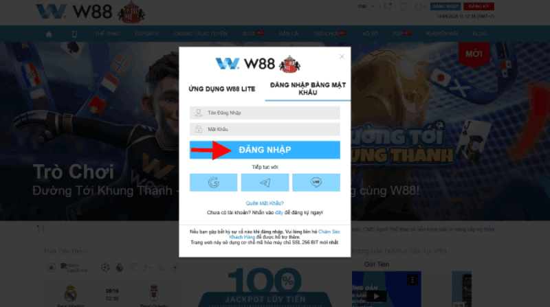 đăng nhập rút tiền W88
